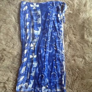 Blue floral wrap skirt